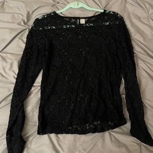 Black see through rose top